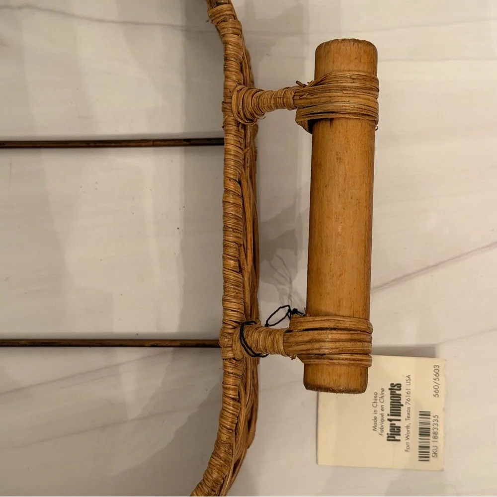 Pier 1 Wicker Rattan 9 x 13 Casserole Holder with Wood Handles - NWT!